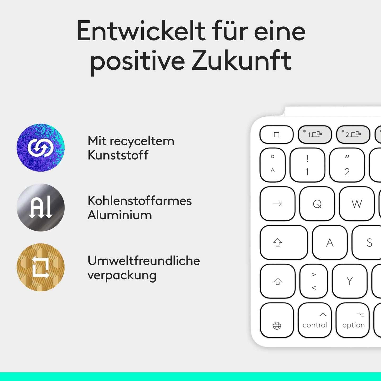 Logitech Keys-To-Go 2, mobile wireless keyboard for iPad with integrated protective cover, slim and compact, for iPad, iPhone, Mac and Apple TV, easy device switching, DEU QWERTZ layout - light gray - 920-013005