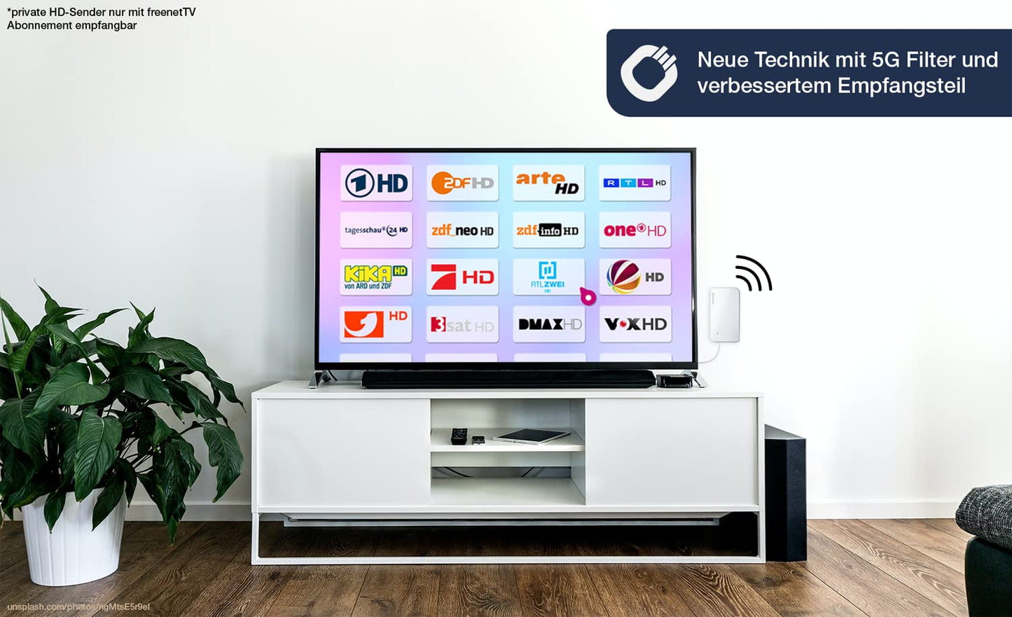 Oehlbach Scope Vision 5G DVB-T2 HD antenna - digital indoor antenna - active DVB-T2 amplifier - successor to our test winner - with 5G filter - black - D1C17236
