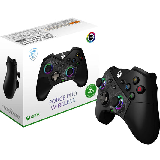 MSI FORCE PRO WIRELESS PC Gamepad Controller - 2.4 GHz, Bluetooth, USB Type-C to A - wired/wireless, 1000mAh Li-Ion battery (48h), Hall effect triggers, quad vibration motors, RGB - S10-43G0130-C54