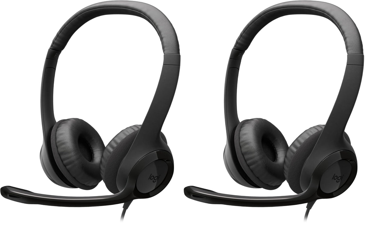 Logitech H390 kabelgebundenes Headset für PC/Notebook, Stereo-Kopfhörer mit Mikrofon mit Geräuschunterdrückung, Stereo, Bedienelemente am Kabel, Works with Chromebook – SCHWARZ (Packung mit 2) - 981-001576