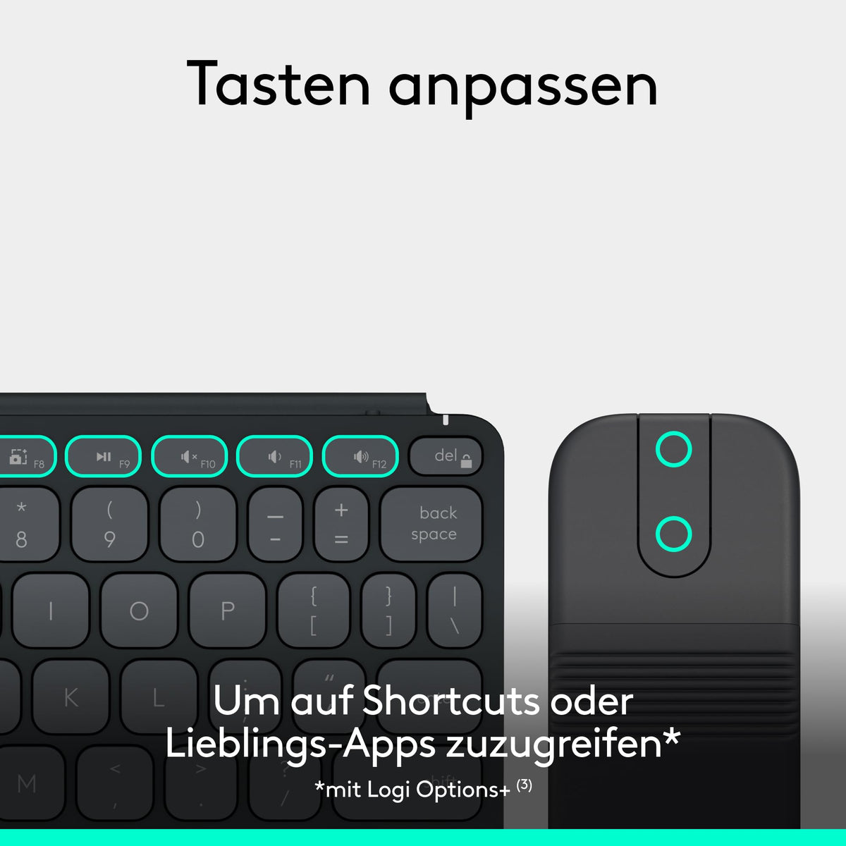 Logitech Keys-to-Go 2 și Mobi Fold, tastatură subțire cu husă și mouse pliabil, ușor, mobil, Bluetooth, pentru Windows-PC, Mac, Android, Chromebook, iPad, DEU QWERTZ - Grafit - 910-007631
