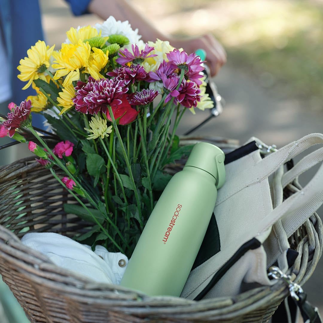 sodastream fizz & go stainless steel bottle 0.9L, thermos bottle, mint green - 1062412980