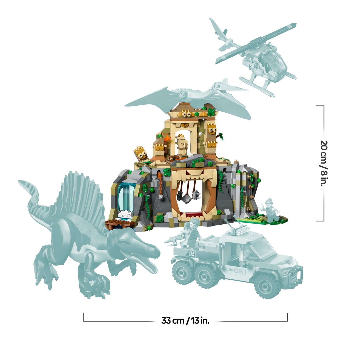LEGO Jurassic World Spinosaur & Quetzalcoatlus: Helicopter Deployment - 2 Toy Dinosaurs, Helicopter, Truck and 4 Minifigures - Gift for Boys and Girls Ages 8 and Up - 76976