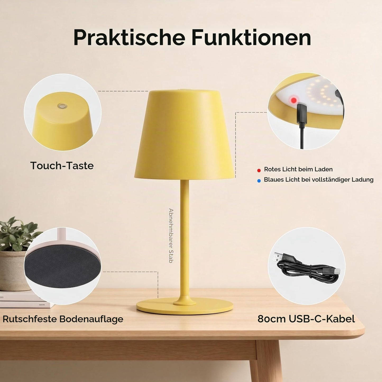 UPXNBOR LED table lamp wireless set of 2, metal table lamp outdoor and indoor - UP-WSA