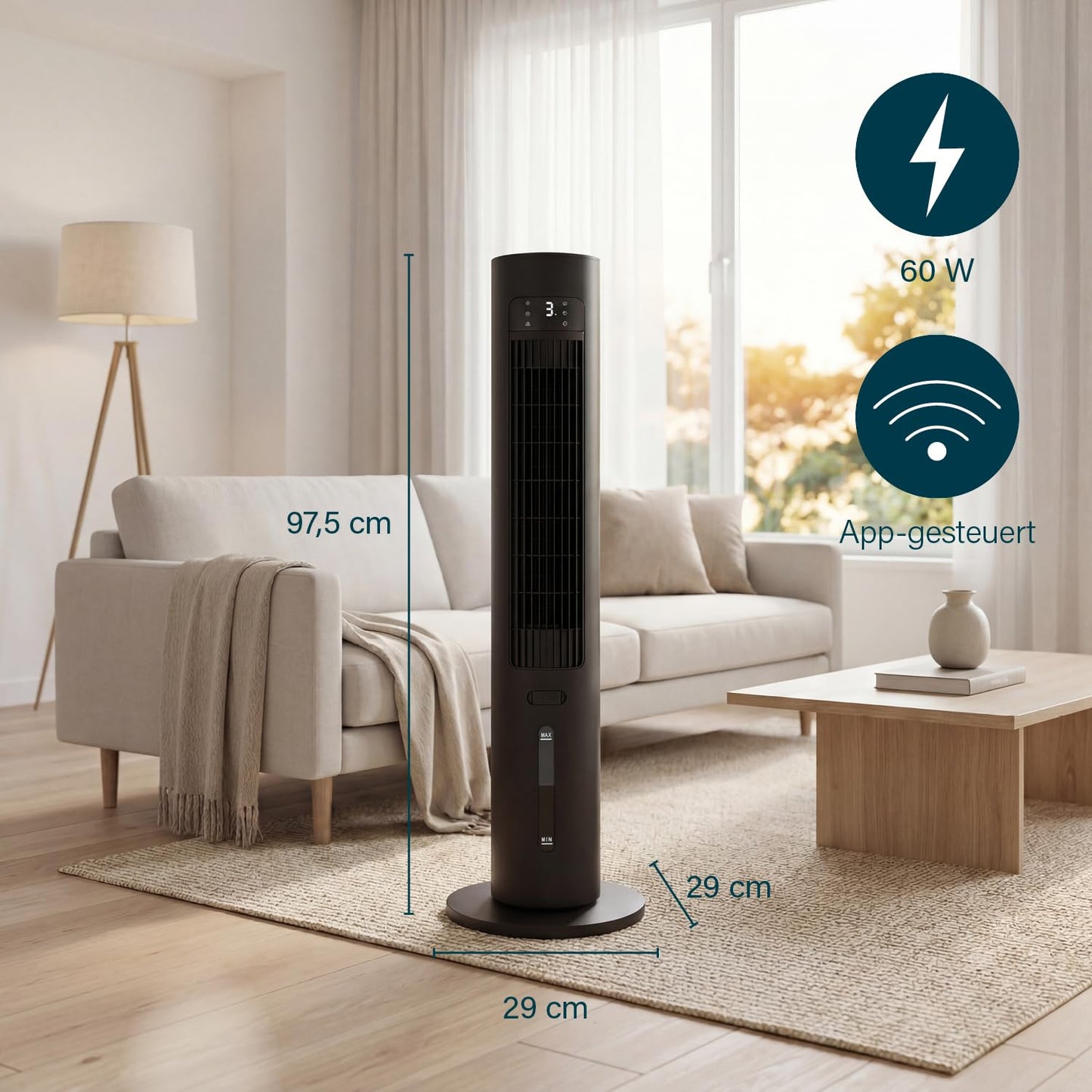 Princess air cooler - air cooling through evaporation - air conditioning without drain hose - 3 modes, 3 speed levels - operation via app - 358670 - 01.358670.01.001