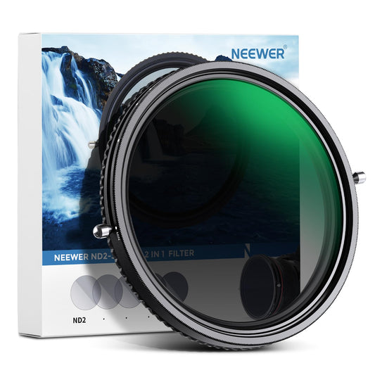 NEEWER 2 in 1 43mm Variable ND Filter ND2-ND32&CPL (Circular Polarizing Filter) No X Cross Variable Gray Filter HD Optical Glass 30 Layer Nano Coated Water-Repellent Scratch-Resistant - 10102082