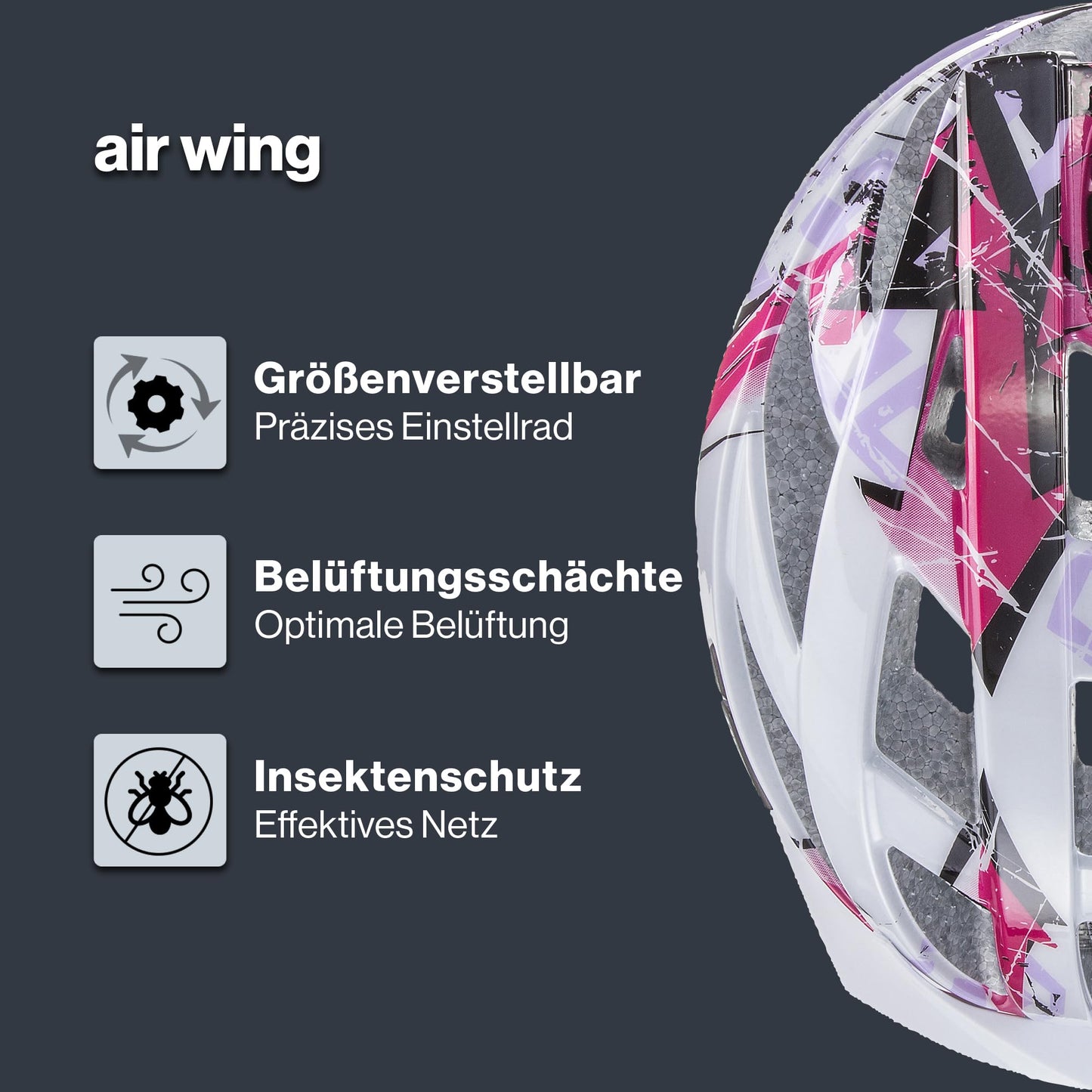 uvex air Wing - Lightweight bicycle helmet for children - individual size adjustment - white-pink - 52-57 cm - S4144260115