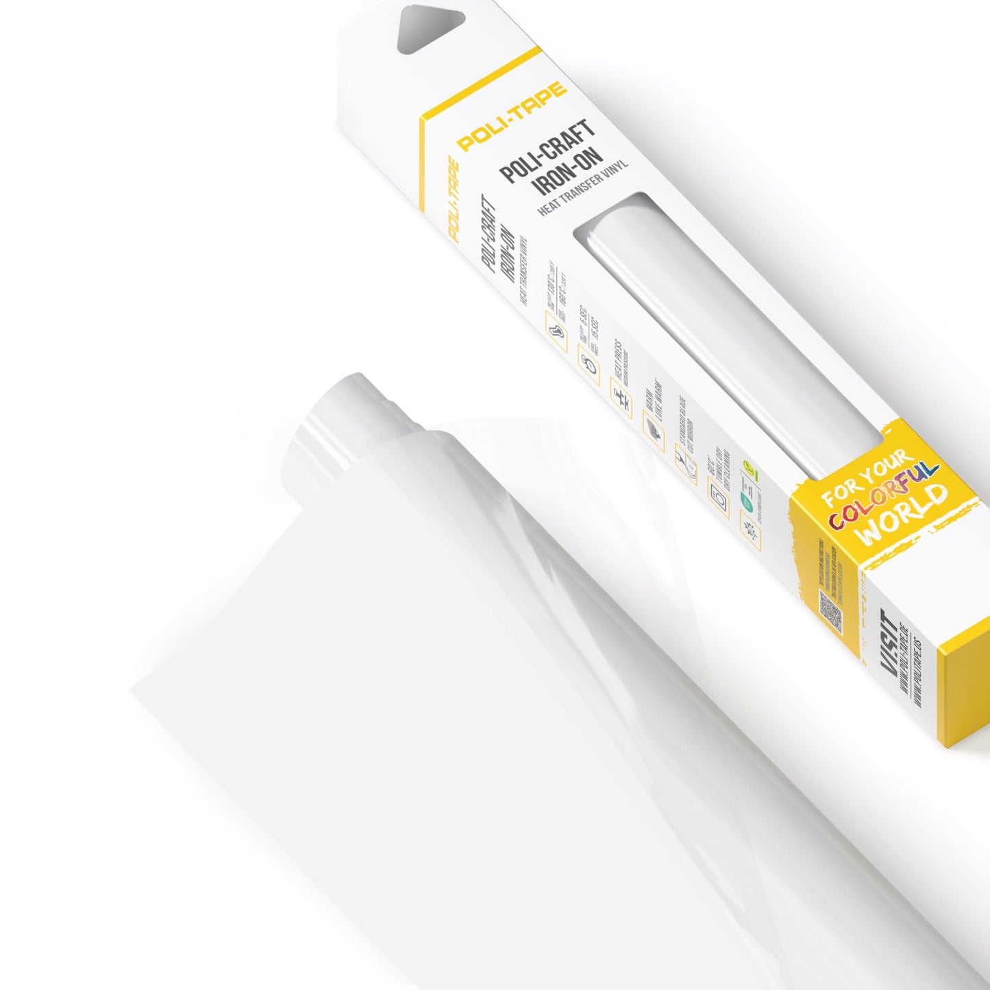 POLI-FLEX® TURBO® - Transfer film for textiles - Flex film for ironing on, plotter film for DIY shirts, matt white, 30.5 cm x 305 cm (Supply pack) - 14701