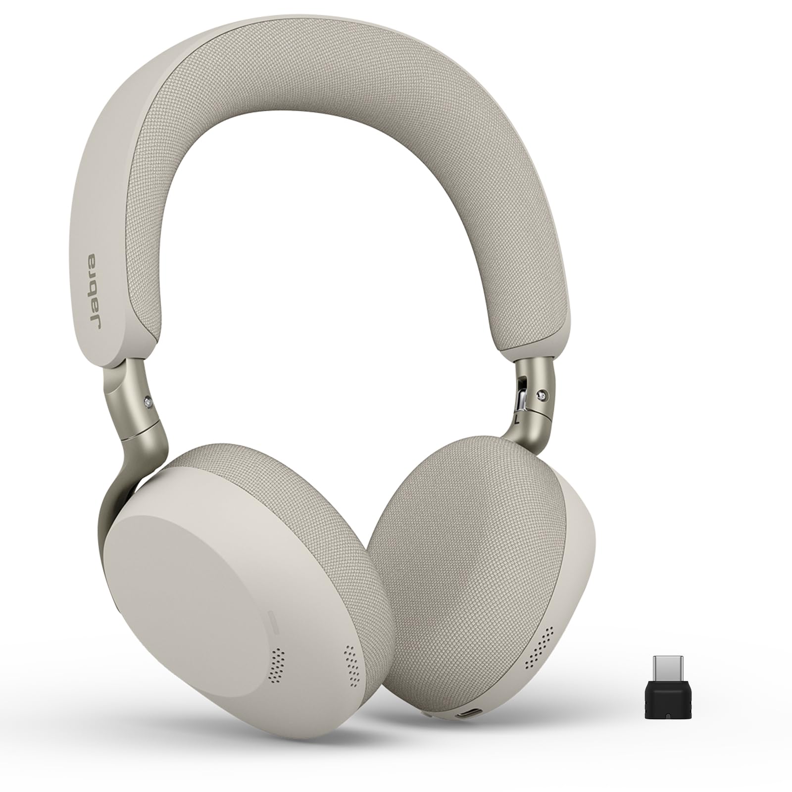Jabra Evolve3 75 on-ear Bluetooth headset wireless with microphone for office, USB-C, AI voice call, advanced active noise cancellation, 22h battery, for online meeting apps, warm gray - 37599-989-898