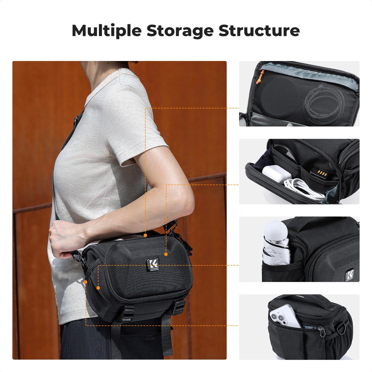 K&F CONCEPT Camera Bag SLR for DSLR/SLR, Photography and Everyday Photo Bag, Small Photo Backpack, Camera Shoulder Bag with Tripod Holder, Small (S) - KF13.222