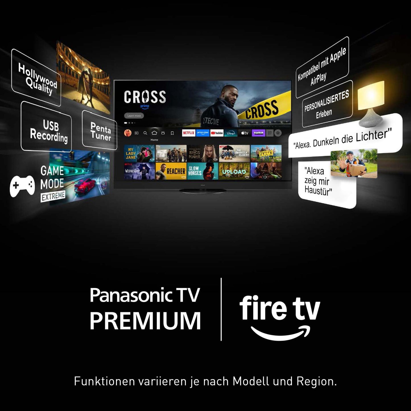 Panasonic Premium TV-55W85BEZC, 55 inch television 4K Ultra HD QLED, Fire TV