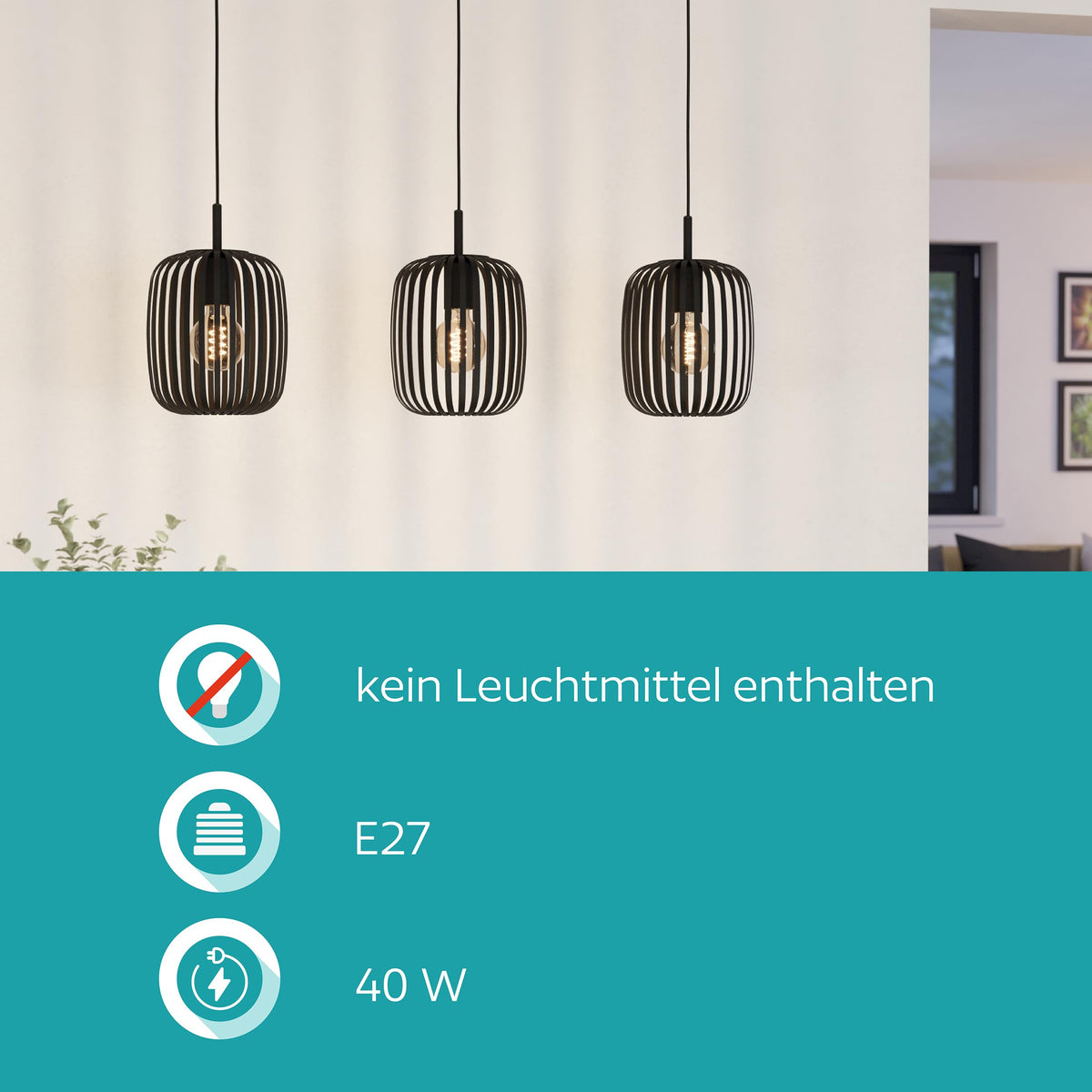 EGLO Pendant Lamp Romazzina, Dining Table 3-Light Pendant - 900495