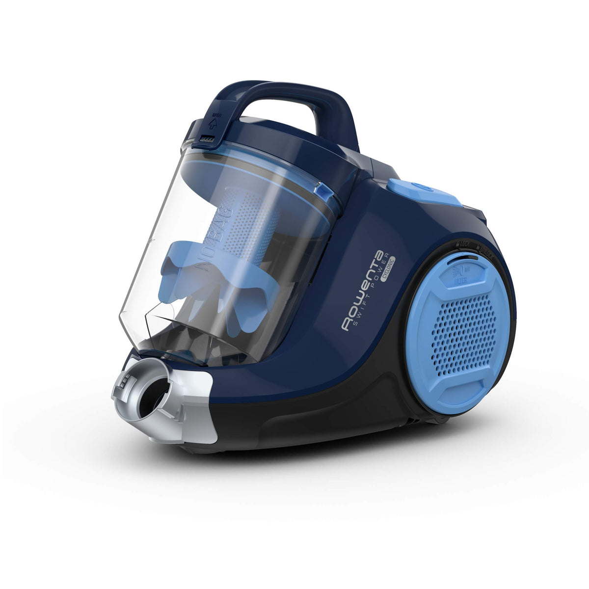 Rowenta Swift Power Cyclonic Bagless Vacuum Cleaner, 900 Watts, powerful suction, 1.2 L dust container, high filtration, large area coverage, bagless vacuum cleaner with cord, blue, RO2981EA - 7211004084