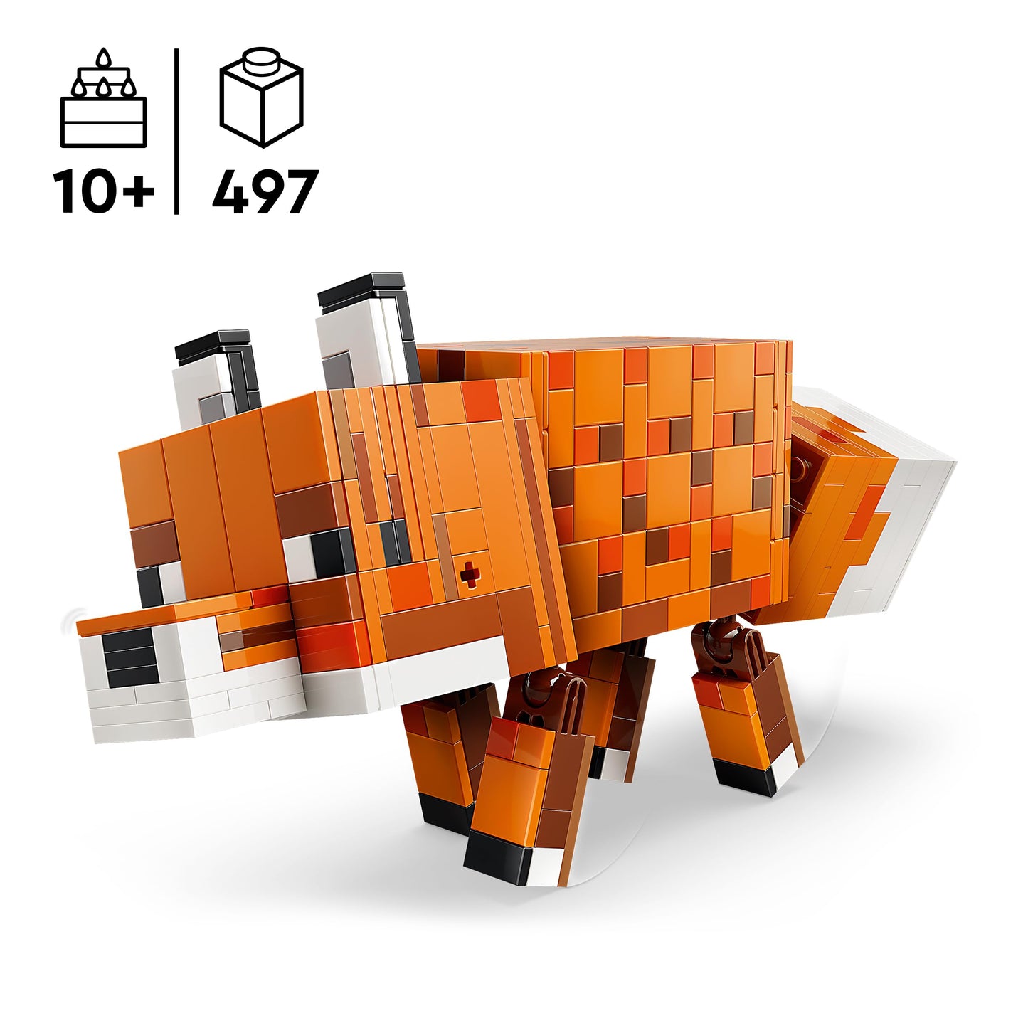 LEGO Minecraft The Fox - 3D puzzle animal figure with accessories - gaming decoration for bedroom or gaming room - gamer toy for a birthday for boys, girls and fans aged 10 and over - 21588