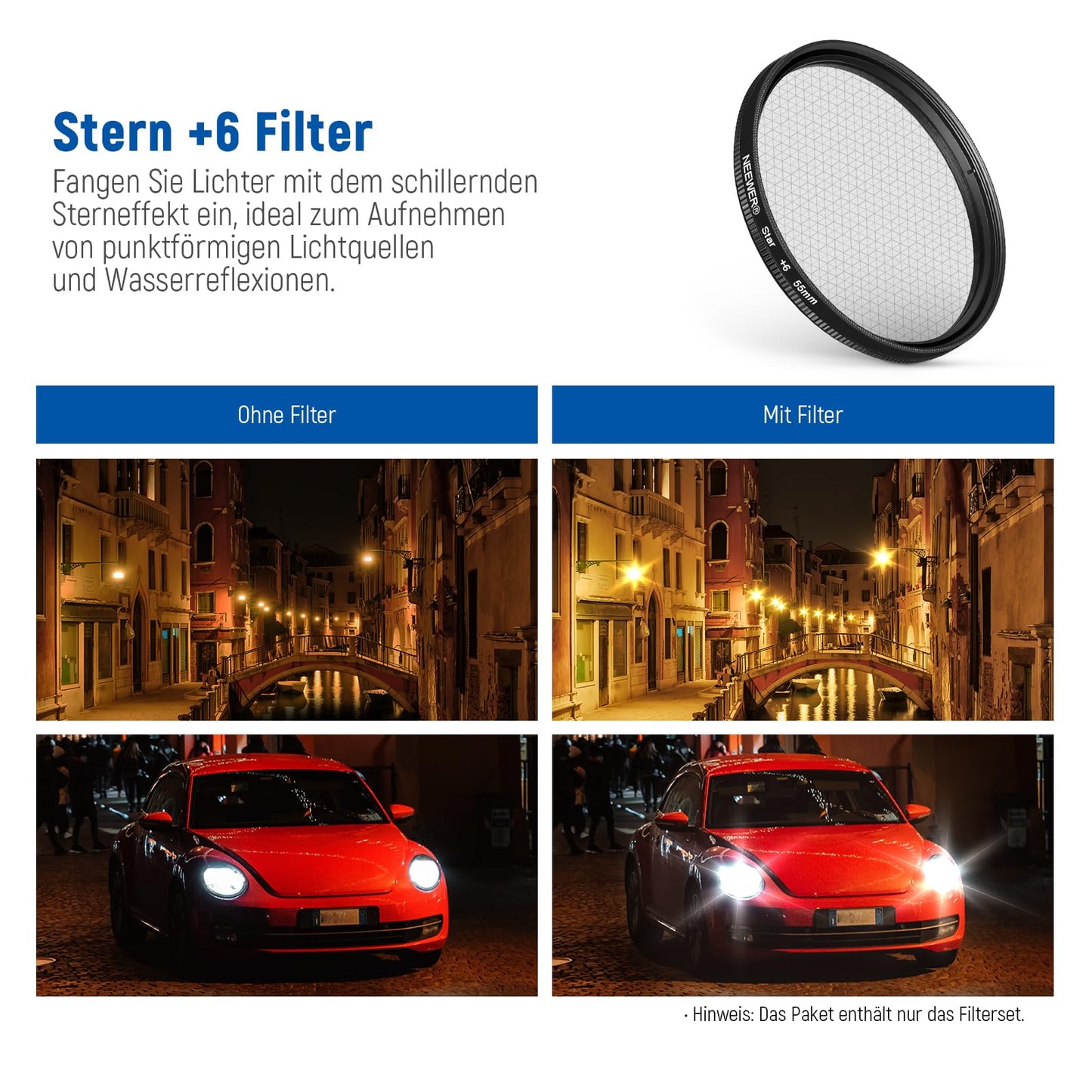 NEEWER 55mm ND + CPL + Star + 4 gradient filter set - 10102107