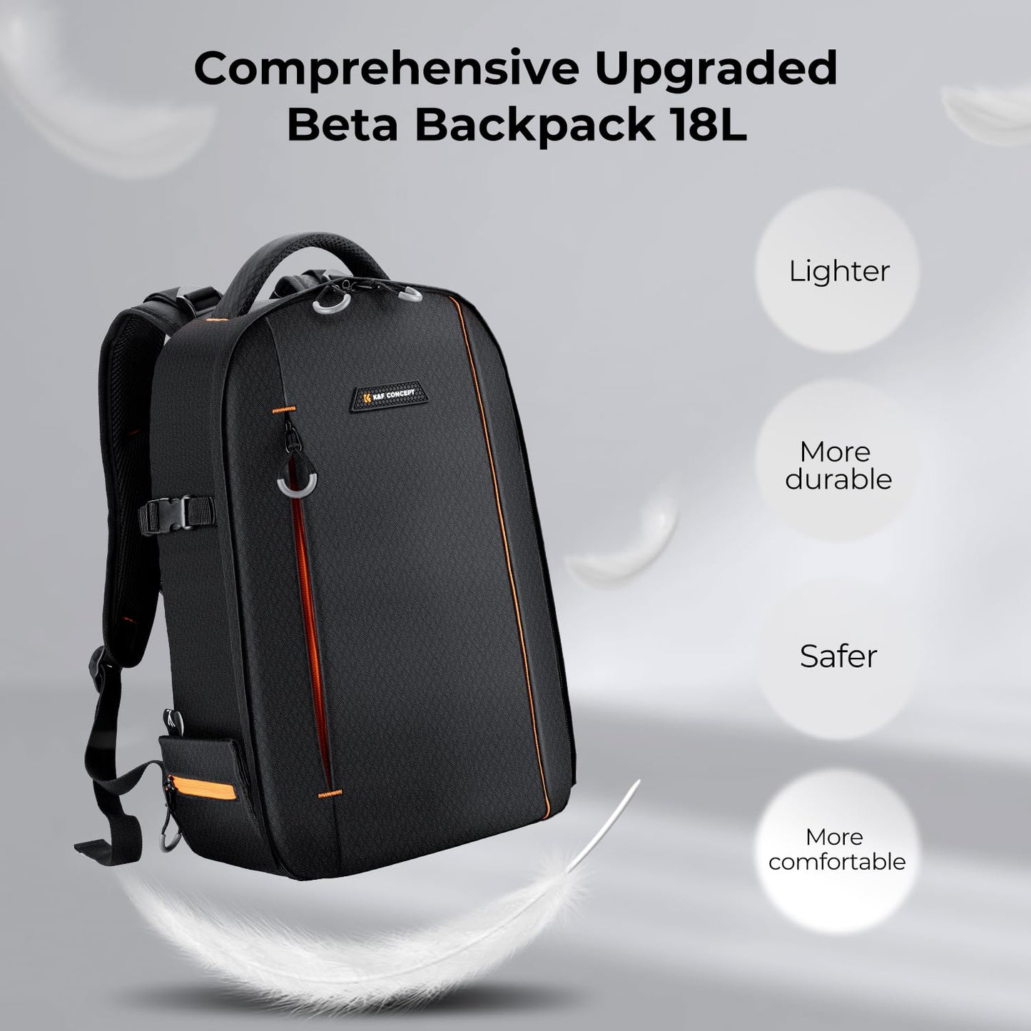 K&F CONCEPT Photo Backpack Waterproof Camera Bag Camera Backpack with Laptop Compartment Compatible with Canon Sony Nikon Olympus SLR/DSLR Camera, Lens and Accessories, Size M (Black+Orange) - KF13.140