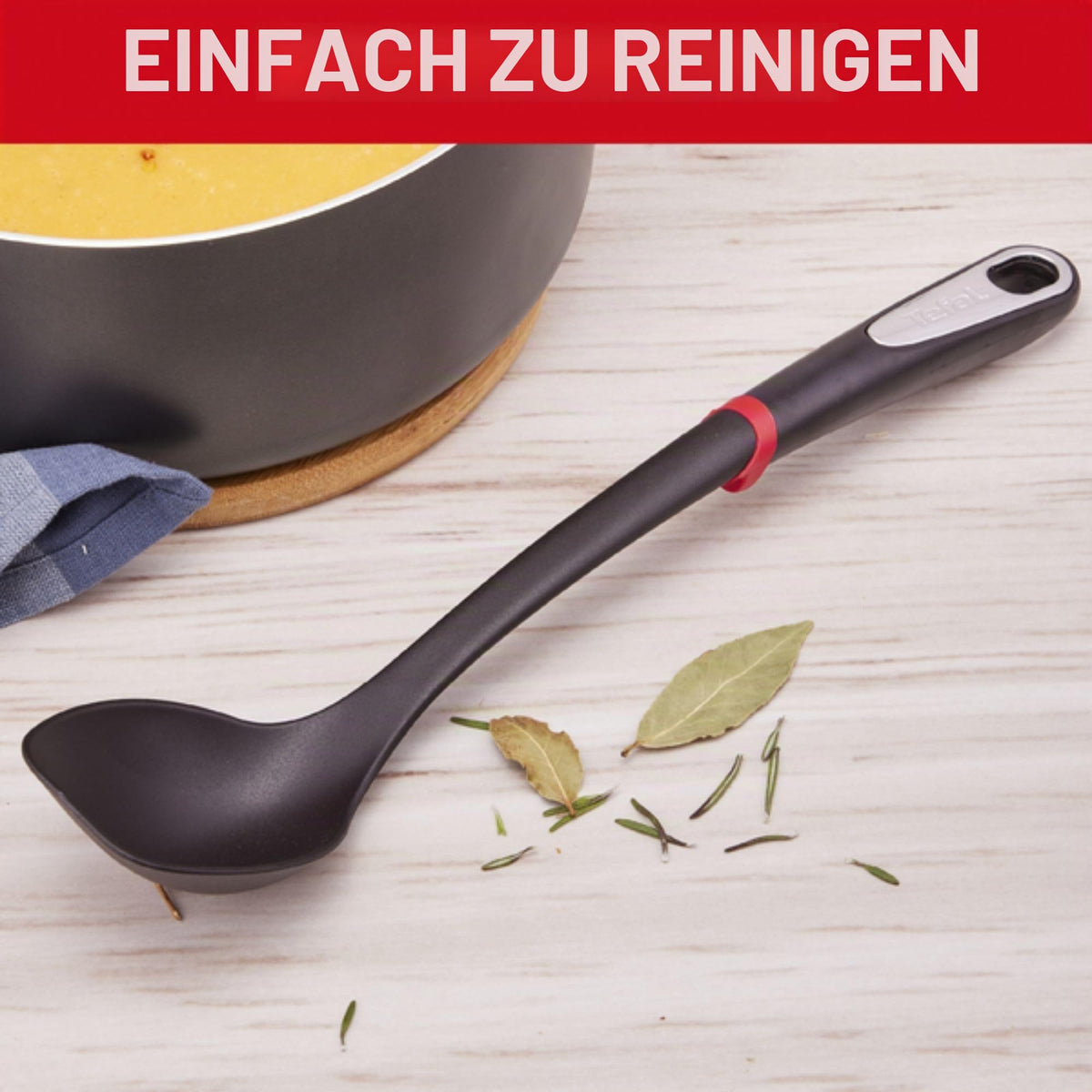 Tefal Ingenio K20605 (Serving) Spoon | 40 cm | Plastic | Dishwasher safe | Heat resistant up to 230 °C | Black, 39.6 x 9.2 x 5.5 cm - K2060514
