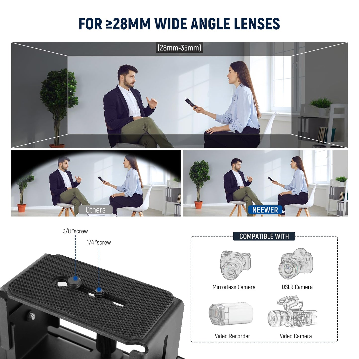 NEEWER Basics X16B Aluminum Alloy, Liftable Teleprompter 16" for iPad Tablet, DSLR Camera, Remote Control and App Control, Compatible with iOS and Android, Pro for Online and Live Streaming