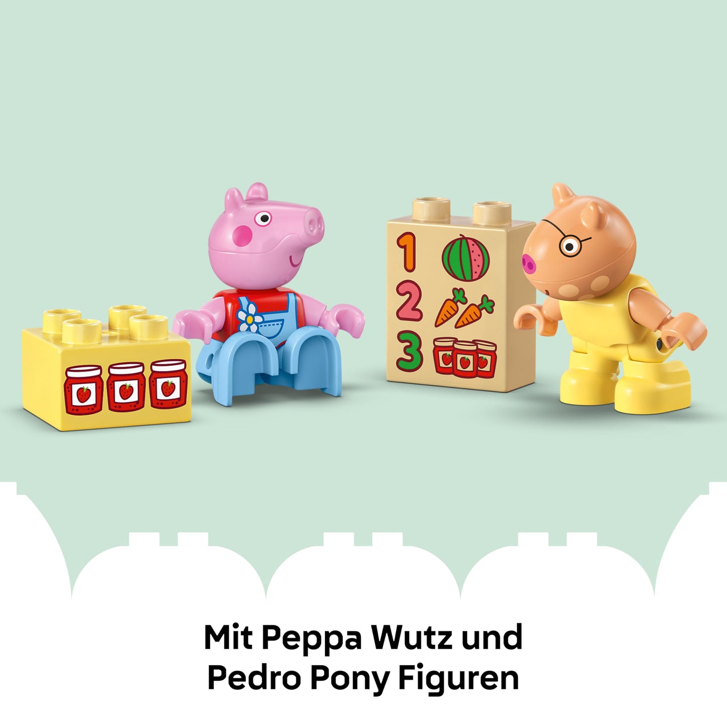 LEGO DUPLO Peppa Pig tractor and market stall - educational motor skills toy for toddlers - Montessori set with 2 figures including Pedro Pony - gift for girls and boys aged 2 and over - 10468