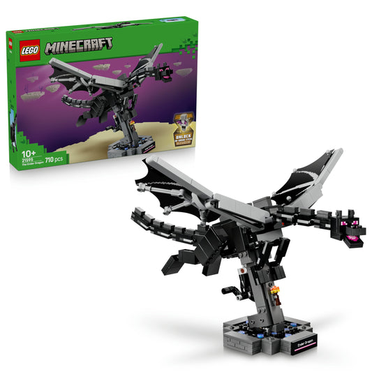 LEGO Minecraft The Ender Dragon - Interactive toy with flapping wings and exit portal stand as room decoration for children - gaming gift for boys, girls and fans aged 10 and over - 21595