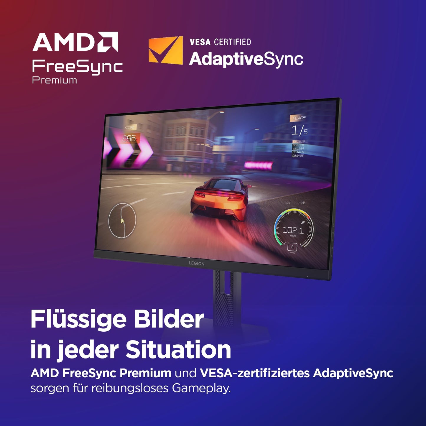 Lenovo Legion 27U-10 | 27" UHD WLED Gaming Monitor | 3840x2160 | 16:9 | 160Hz | 0.5ms response time | HDMI | DisplayPort | Audio 3.5mm | 3-sided panel | TÜV eye protection | black | 6.2 kg - 67D1GAC1EU