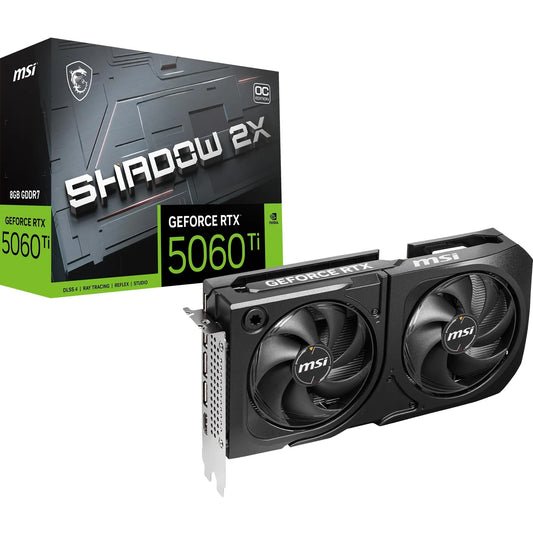 MSI GeForce RTX 5060 Ti 8G Shadow 2X OC Plus - 8GB GDDR7 (28Gbps/128-bit), PCIe 5, Boost: 2602 MHz, HDMI 2.1b, DisplayPort 2.1b - V536-003R