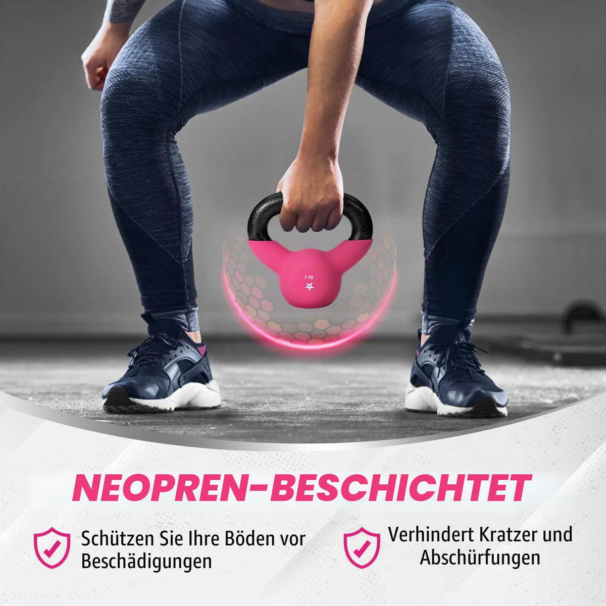 Yes4All DLKP Neoprene Coated Kettlebell, Strength Training Kettlebells - 2KG Pink