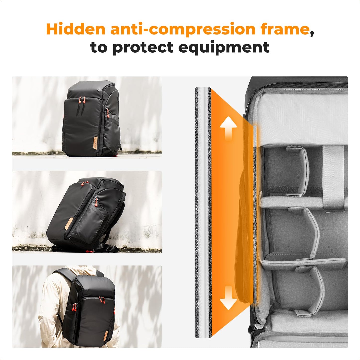 K&F CONCEPT Camera Backpack, Photo Backpack for Photographers, Camera Backpack with 15.6 Inch Laptop Compartment, Compatible with Canon/Nikon/Sony/DJI Mavic Drone (Alpha Backpack 25L) - KF13.128V6
