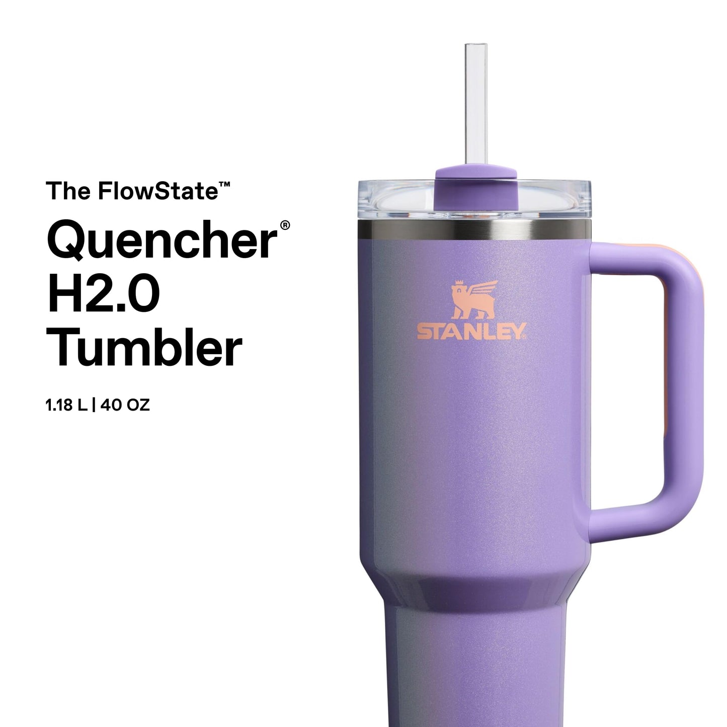 STANLEY 1913 Quencher H2.0 Flowstate Drinking Bottle with Straw 1.2L - Thermo Mug Cools for 11 Hours - 48 Hours Ice Cooled - Thermos Bottle BPA Free - Stainless Steel Drinking Cup - Periwinkle Shimmer - 100000115753