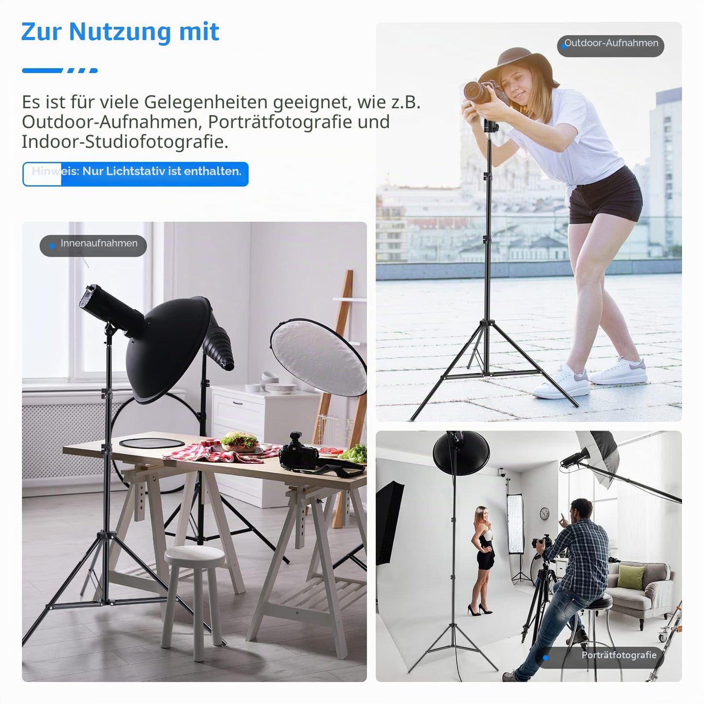 Neewer Photography Light Stand, 3-6.6ft/92-200cm Adjustable Stable Tripod Stand for Reflectors, Softboxes, Lights, Umbrellas, Load Capacity: 17.6lb/8kg - 200cm/1