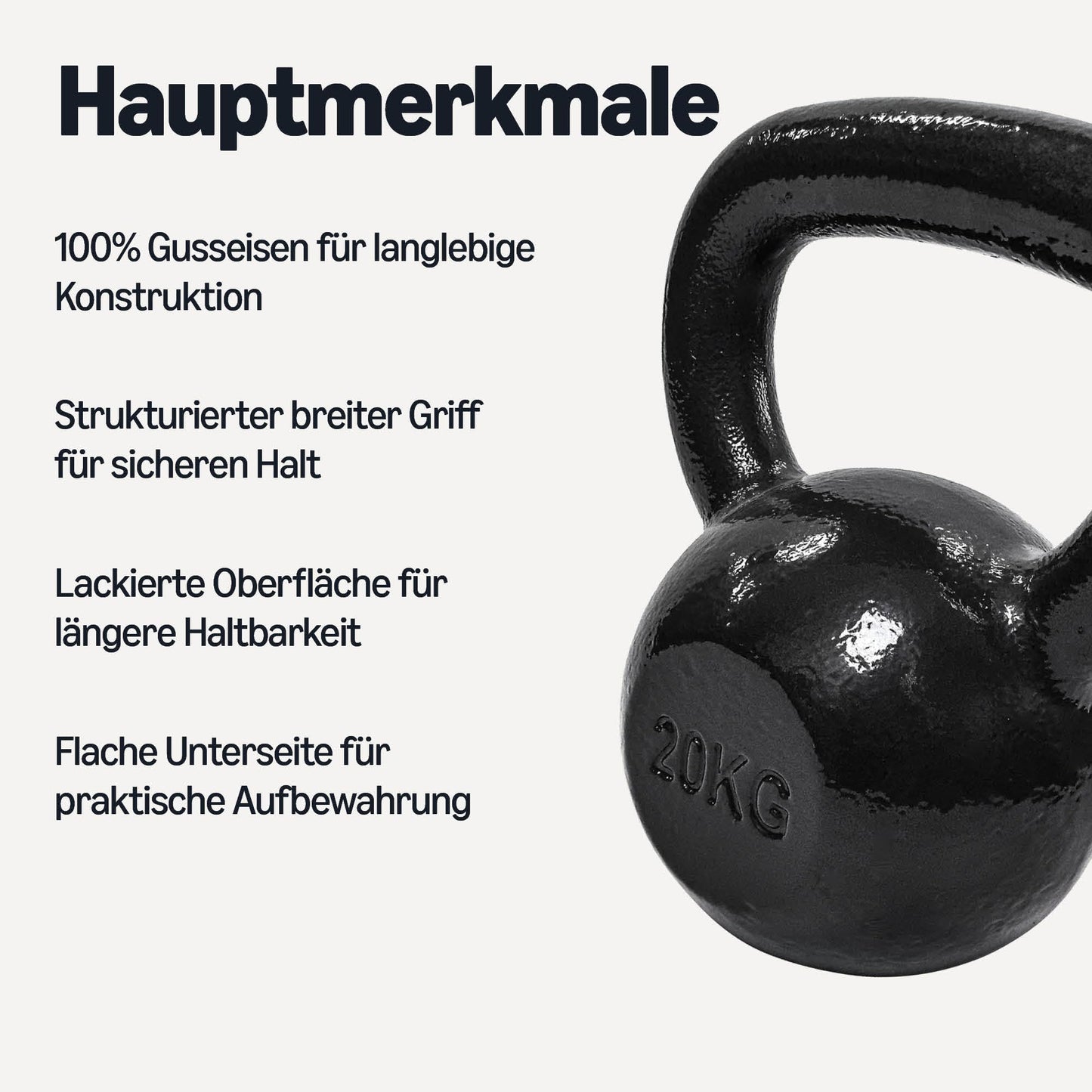 Amazon Basics Cast Iron Kettlebell 20kg Black - CK-20KG