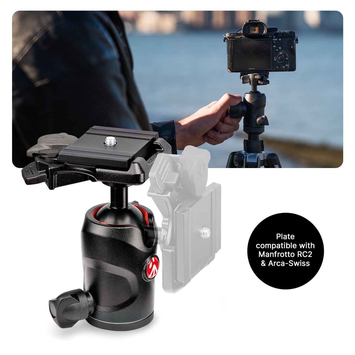 Manfrotto Befree Advanced Camera Tripod with Lever Clamp, Portable and Compact Travel Tripod Set with Ball Head, Aluminum Tripod for DSLR and Mirrorless Cameras, Camera Accessories - MKBFRLA4BK-BH