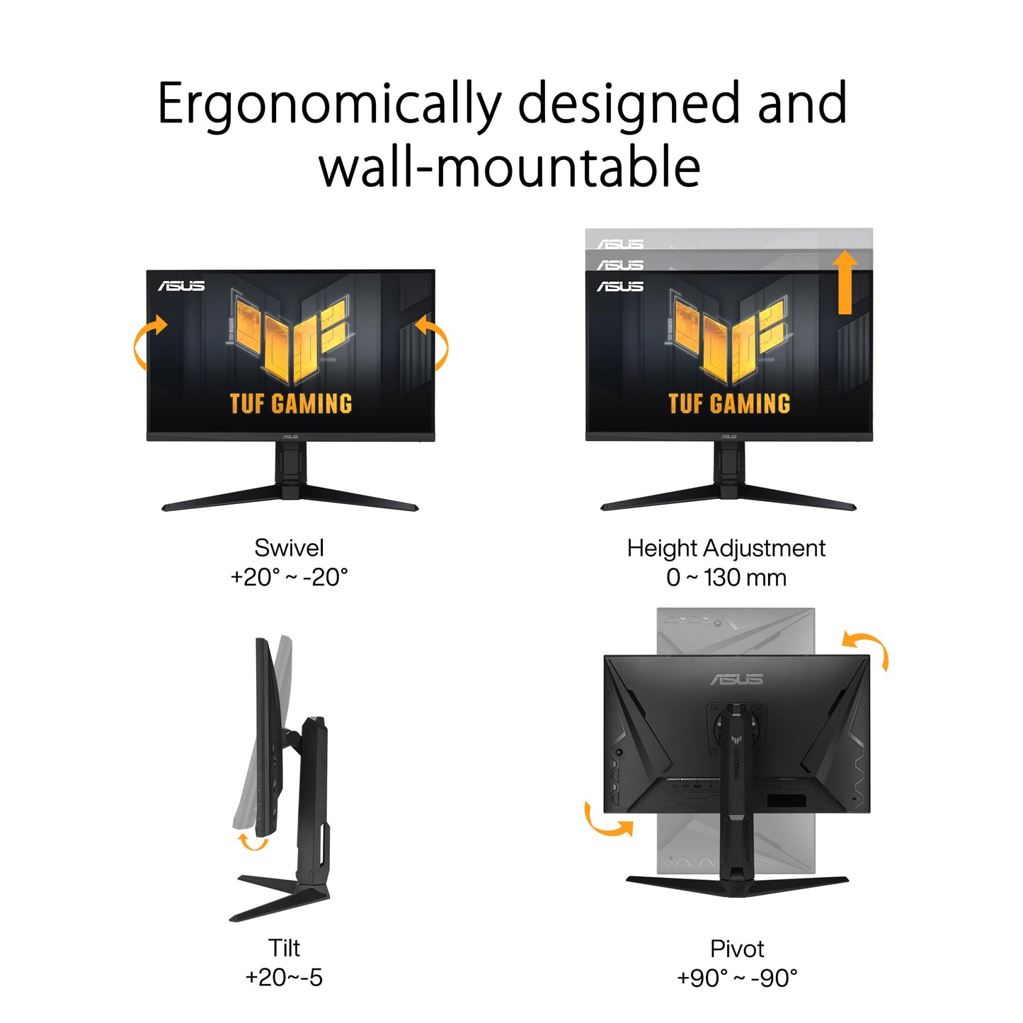ASUS TUF Gaming VG27AQL3A - 27 inch WQHD monitor - 180 Hz, 1ms GtG, FreeSync, G-Sync, Adaptive Sync, ELMB, DisplayHDR 400 - Fast-IPS panel, 16:9, 2560x1440, DP, HDMI, USB, ergonomic, speaker - 90LM09A0-B01370