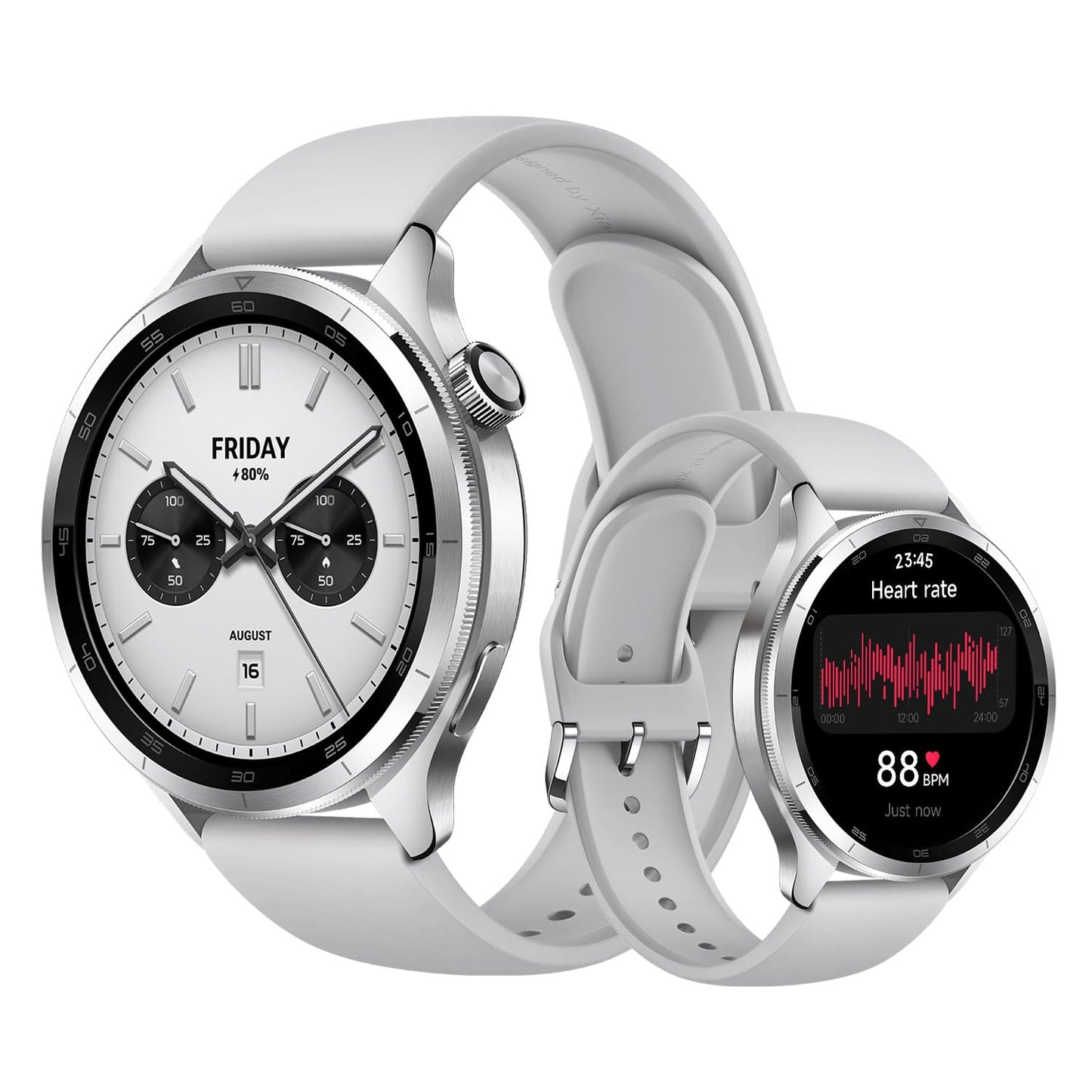 Xiaomi Watch S4 Silver – 1.43" AMOLED, 2200 Nits, 15 day battery, 5ATM waterproof, heart rate & SPO₂ sensor, Bluetooth 5.3, aluminum housing - BHR9197GL