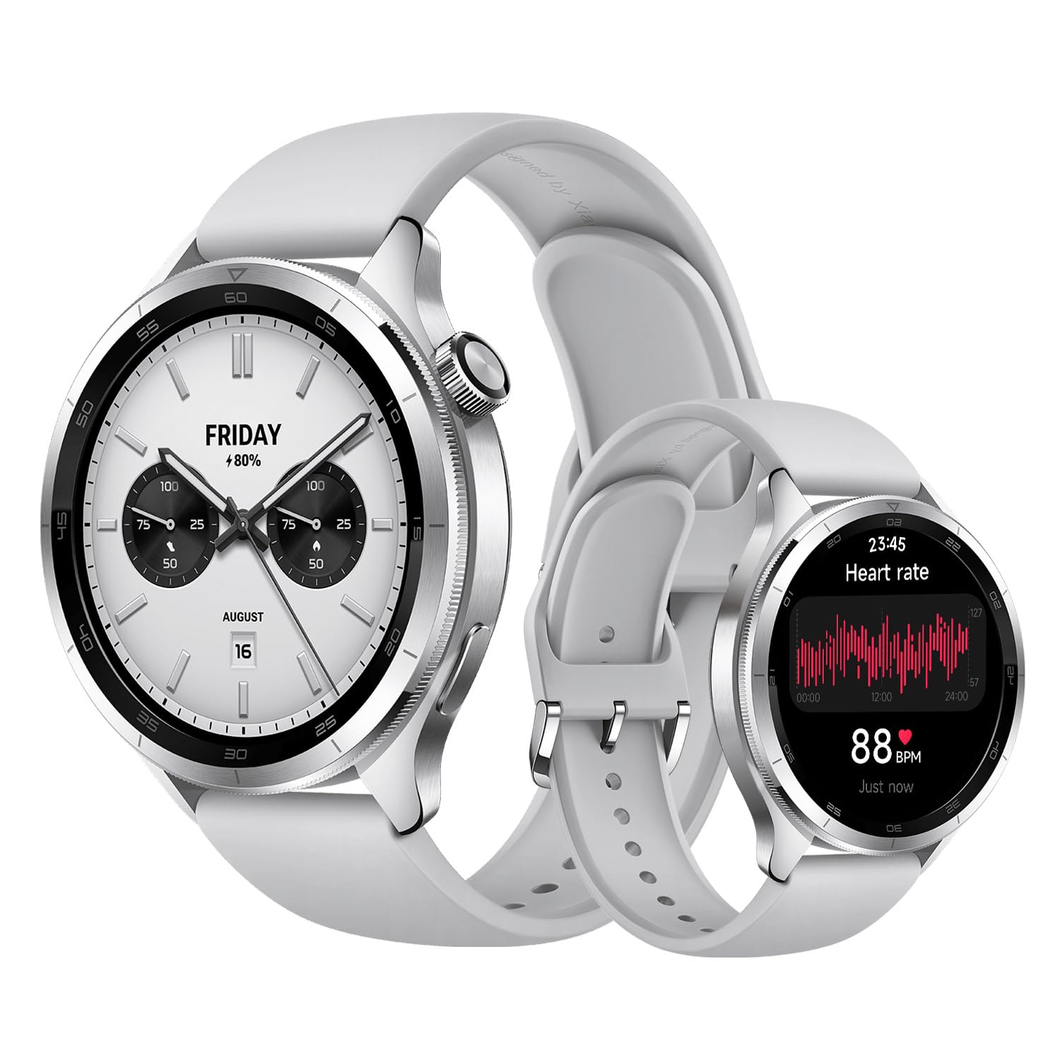 Xiaomi Watch S4 Silver – 1.43" AMOLED, 2200 Nits, 15 day battery, 5ATM waterproof, heart rate & SPO₂ sensor, Bluetooth 5.3, aluminum housing - BHR9197GL