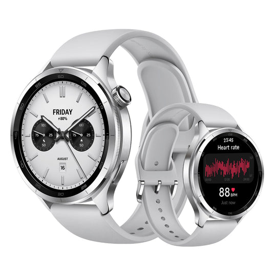 Xiaomi Watch S4 Silver – 1.43" AMOLED, 2200 Nits, 15 day battery, 5ATM waterproof, heart rate & SPO₂ sensor, Bluetooth 5.3, aluminum housing - BHR9197GL
