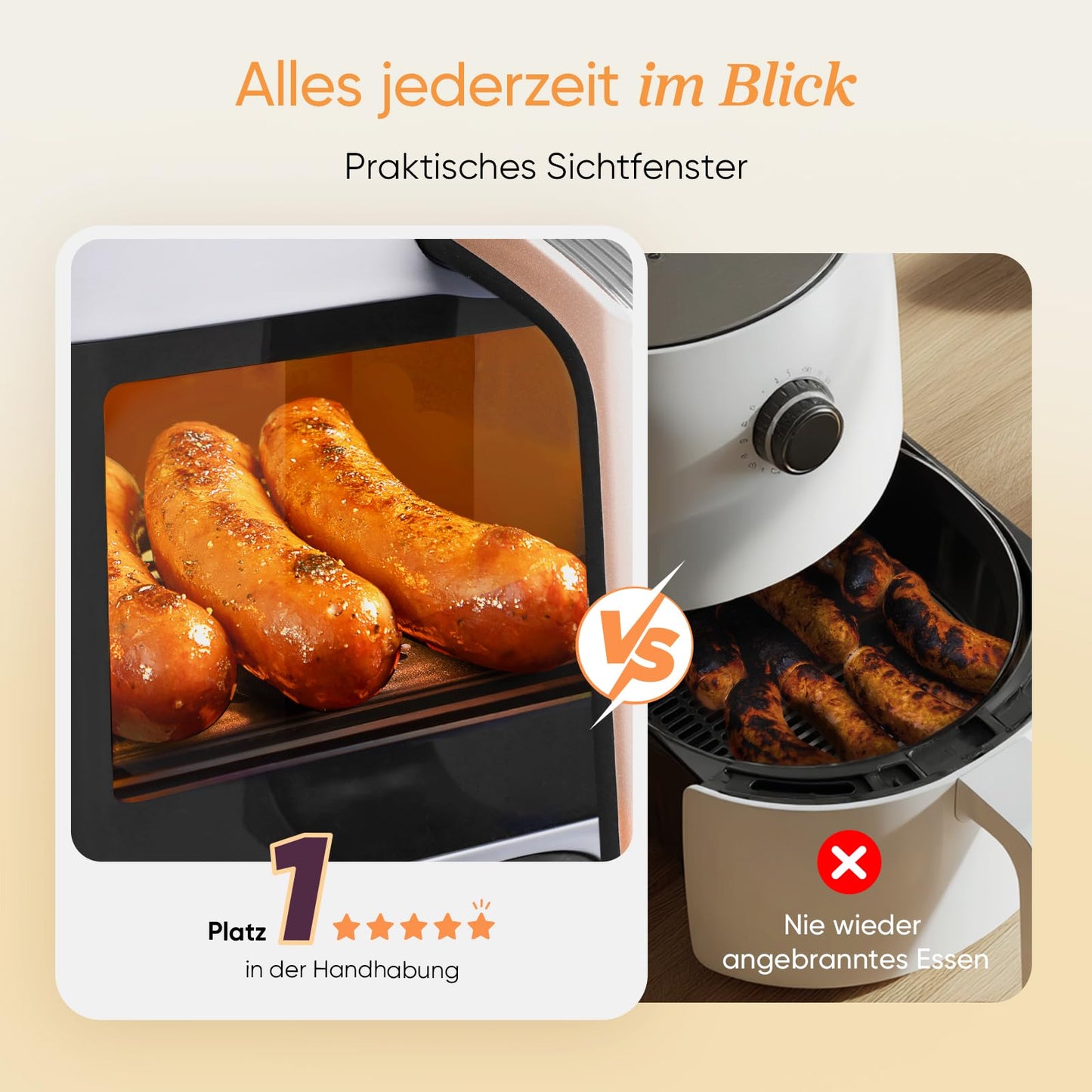 COSORI hot air fryer 2 chambers, test winner from Stiftung Warentest, 8.5 L 6-in-1 air fryer with viewing window, black and white - CAF-R904-AEU