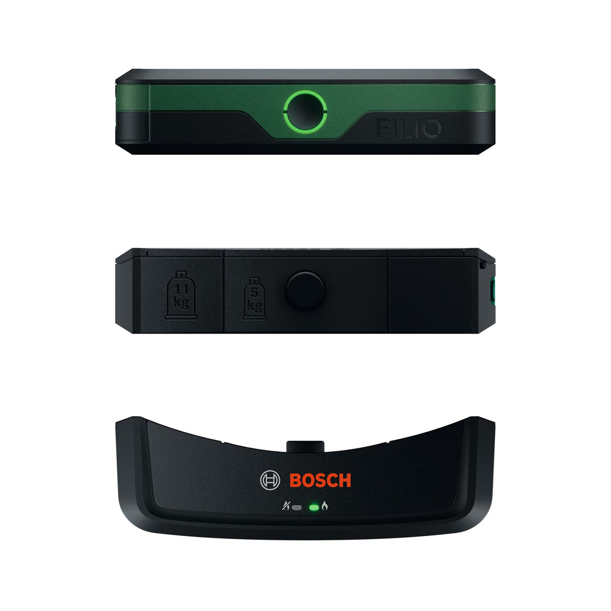 Bosch Filio Gas Level Indicator (Ultrasound technology, compatible with 200–350 mm steel and aluminum gas cylinders, LED display, battery status indicator, magnetic mounting) - 0603684000