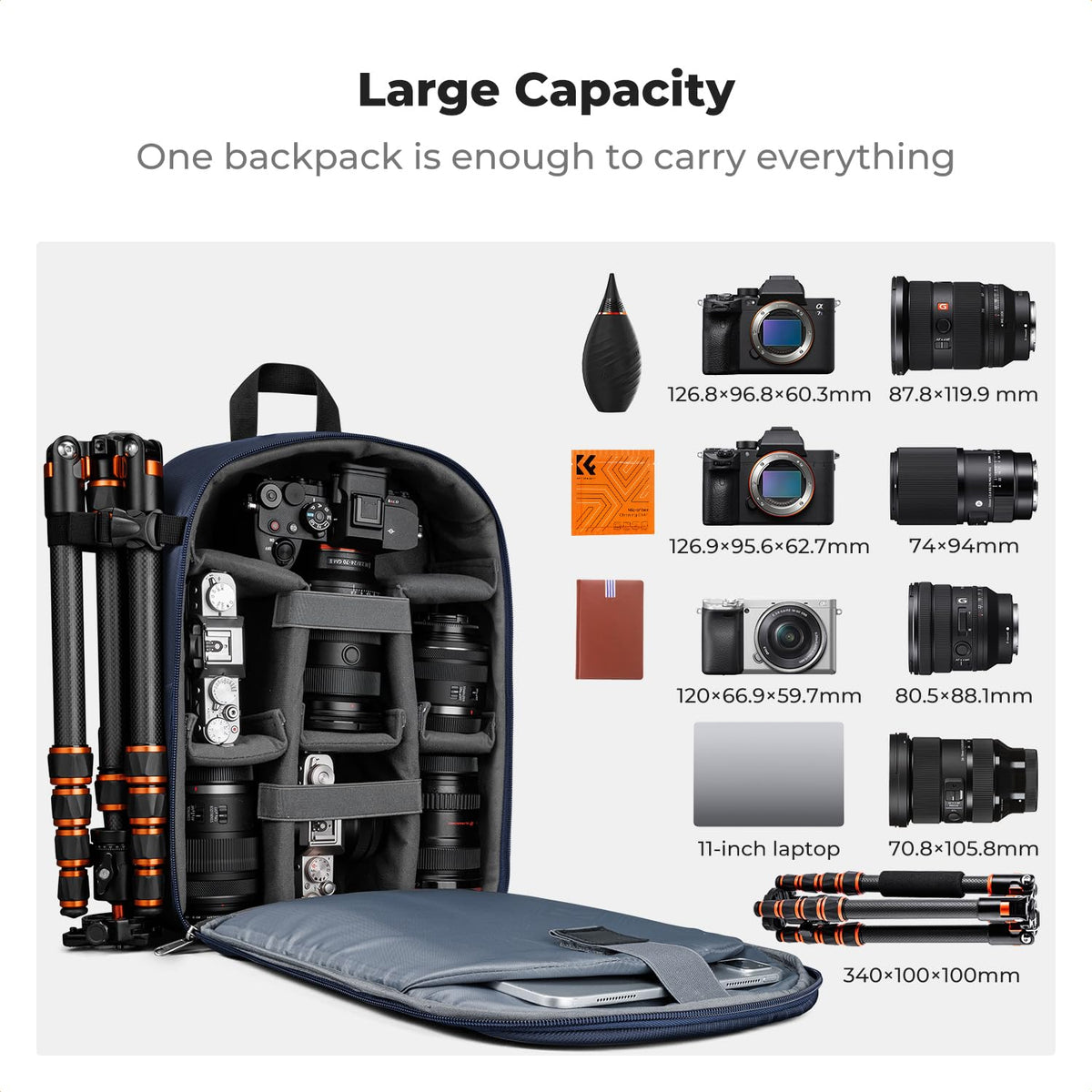 K&F CONCEPT camera backpack photo backpack compact & lightweight with rain cover - KF13.223V7