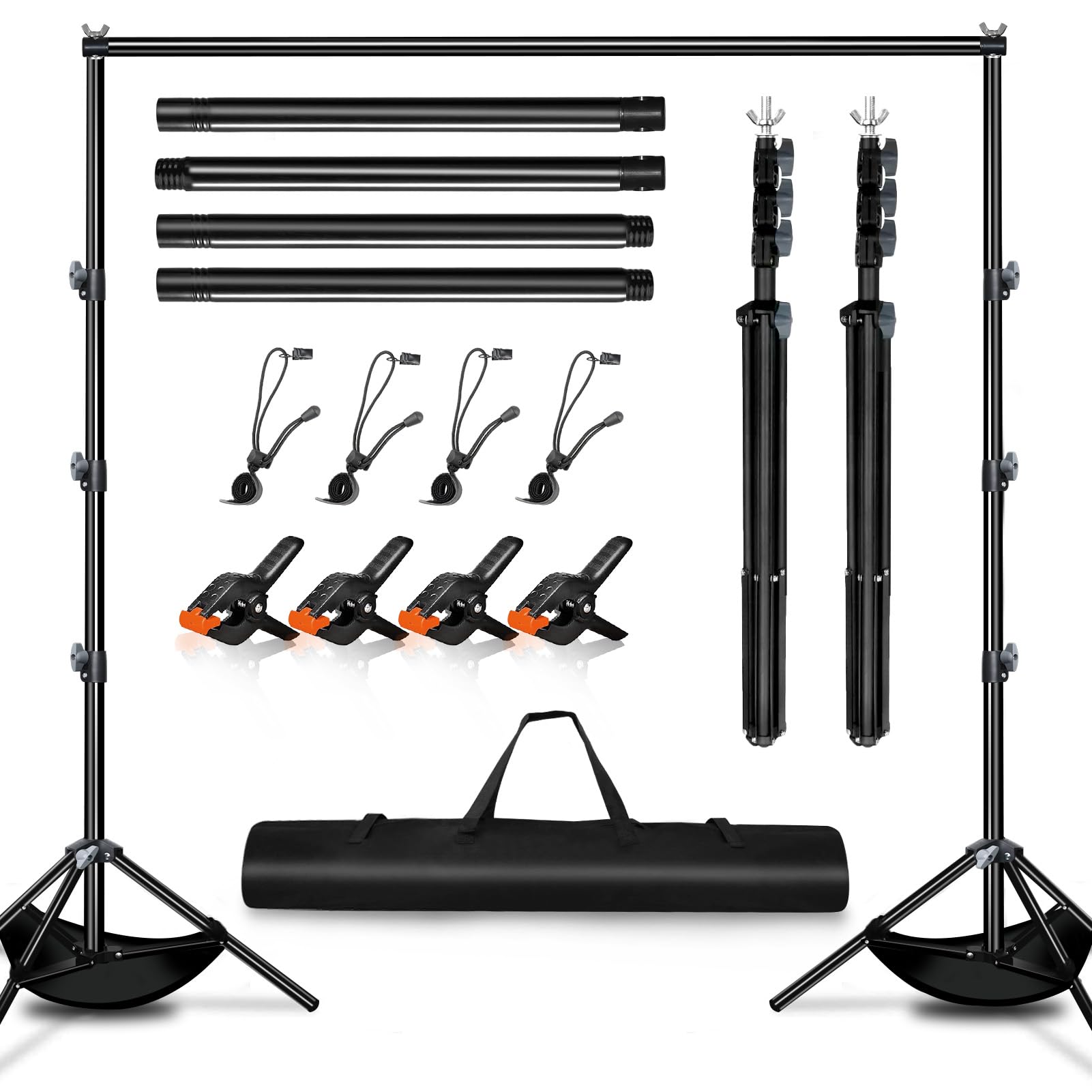 Heysliy Background Stand Set, Professional Photo Background Stand Adjustable (1-3m Height/1.5-3m Width) with Carry Bag - Background System for Studio & Photo Wall Party | Compatible with backdrops - BS01