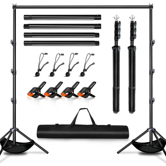 Heysliy Background Stand Set, Professional Photo Background Stand Adjustable (1-3m Height/1.5-3m Width) with Carry Bag - Background System for Studio & Photo Wall Party | Compatible with backdrops - BS01