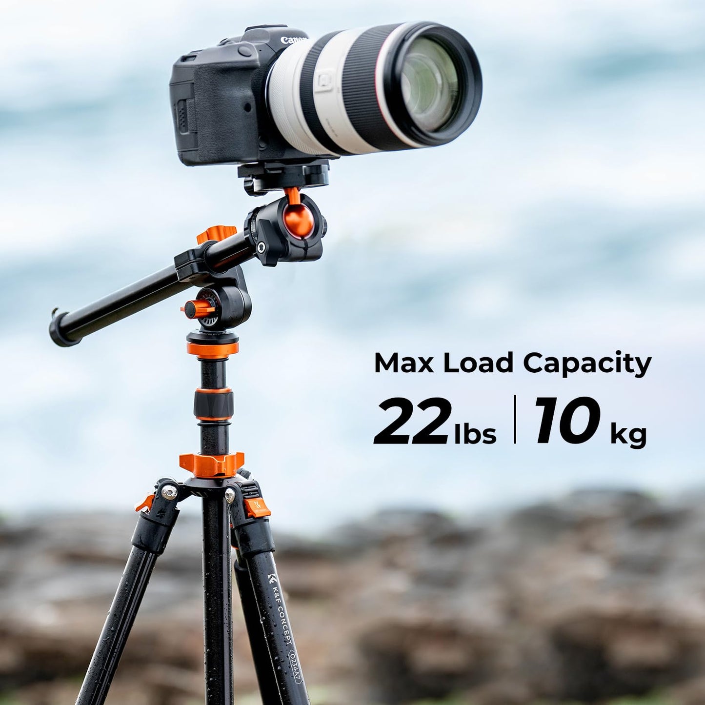 K&F CONCEPT 200CM/78inch tripod, camera tripod, tripod with 90° center column monopod function, 360° ball head and 1/4'' thread tripod for DSLR camera - K234A7+BH-28L