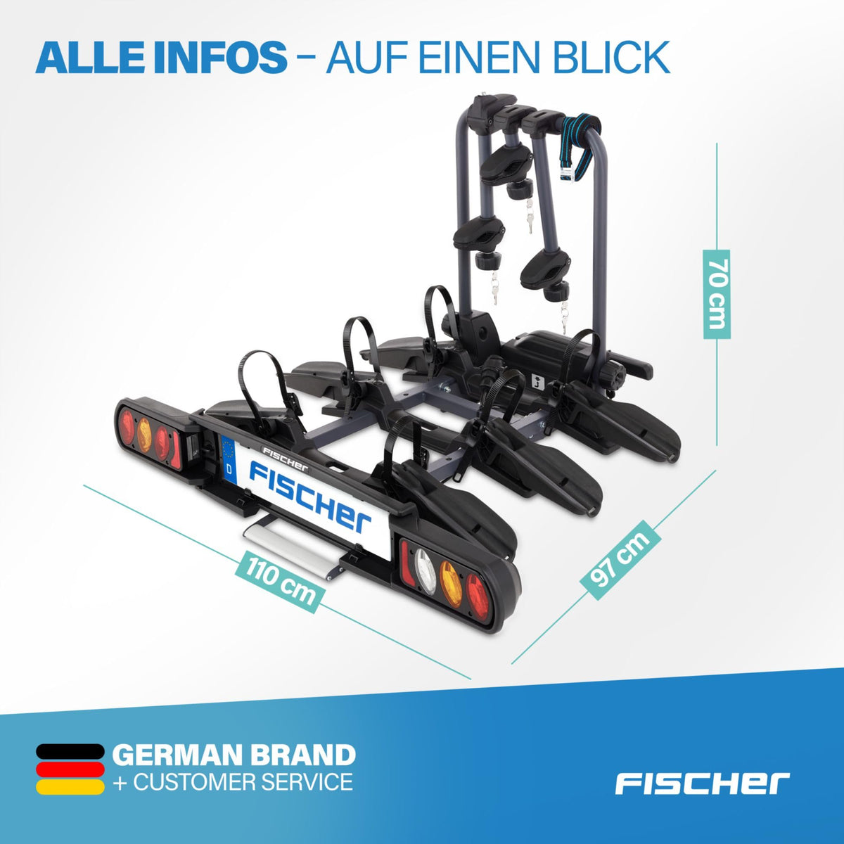 FISCHER cuplaj suport de biciclete ProlineEvo 3 I suport de biciclete cârlig de remorcă I suport de biciclete auto I suport de biciclete e-bike - 10443