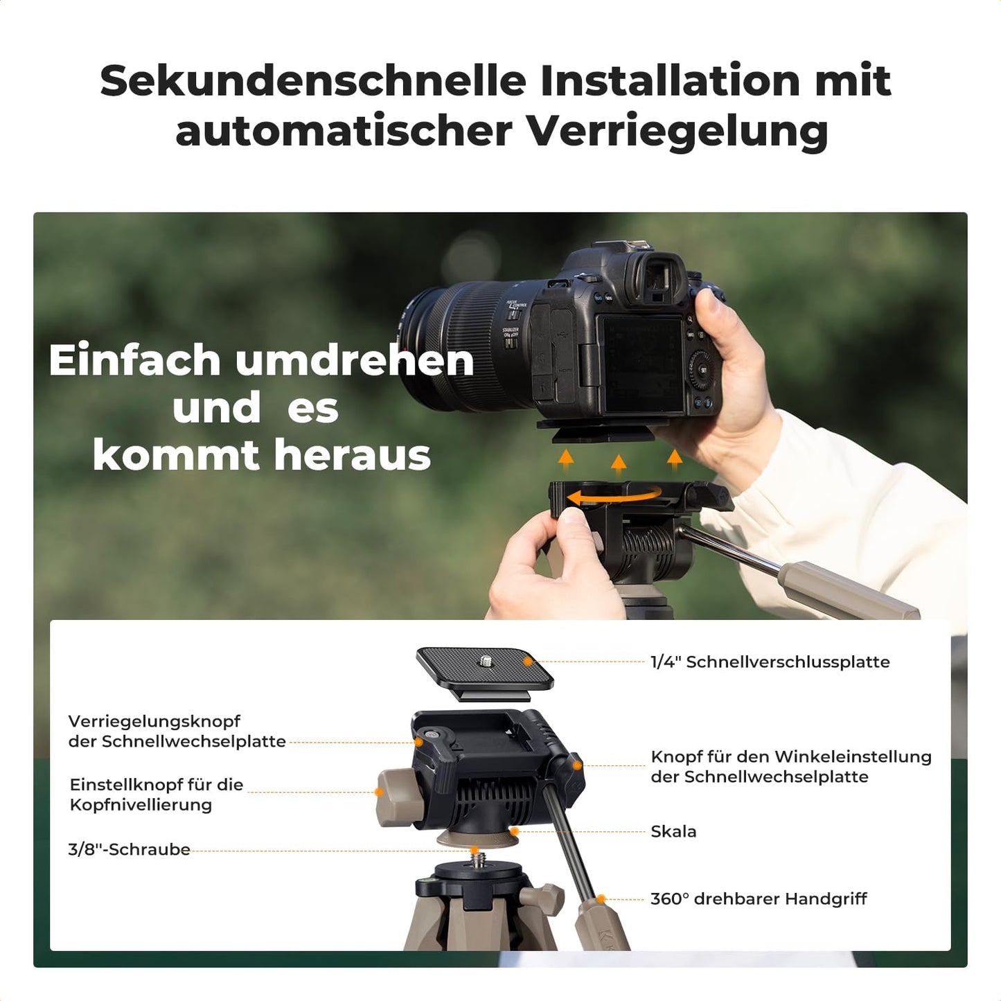 K&F CONCEPT Aluminum Camera Tripod S255A3+BV01, Lightweight Tripod with Bag, 190cm Mobile Phone Tripod for Canon Nikon Sony Camera/DSLR/Camcorder/Smartphone, Travel Tripod with Mobile Phone Tablet Holder (Grey)