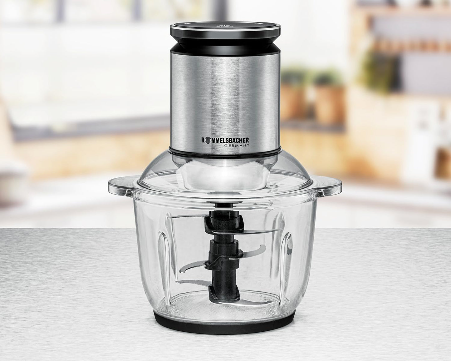ROMMELSBACHER Multi shredder MZ 600, 2.0 liter glass container, 22-stage speed control, powerful motor, 6-blade special stainless steel knife, knife axis and motor coupling made of stainless steel