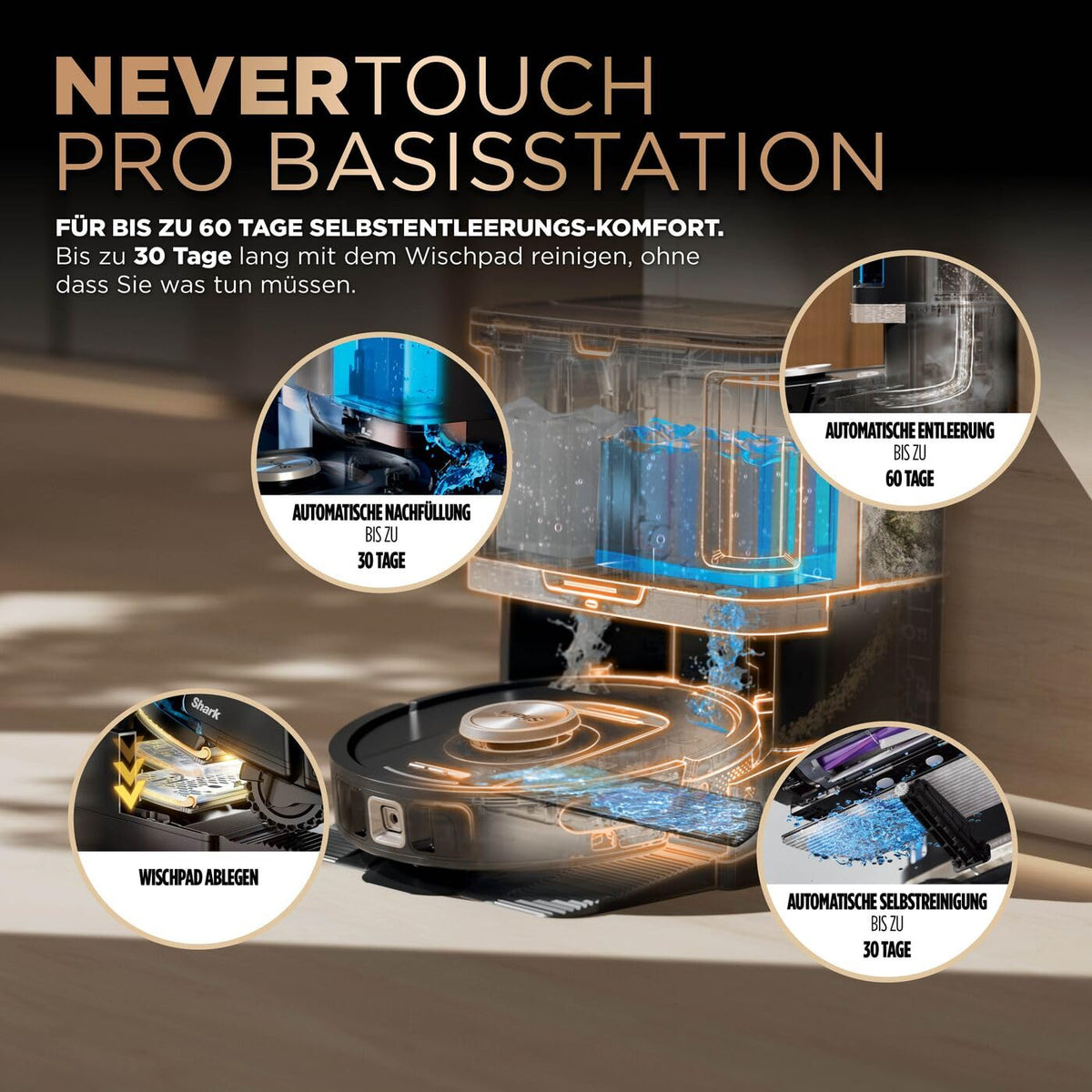 Shark PowerDetect 2-in-1 aspirator și robot de ștergere, NeverStuck RV2800ZEEU
