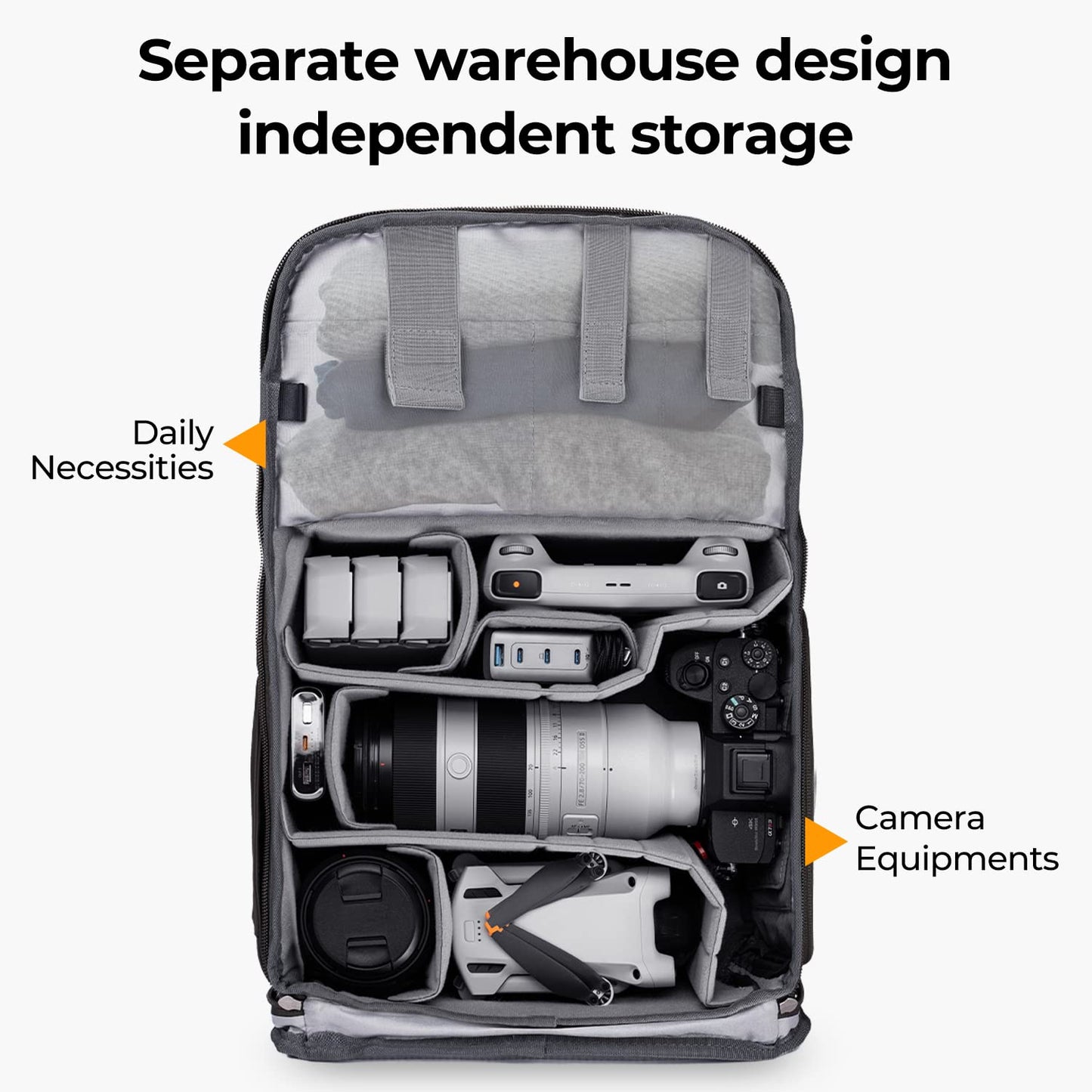 K&F CONCEPT camera backpack 20L, large photo backpack 15.6 inch laptop compartment - KF13.087AV2