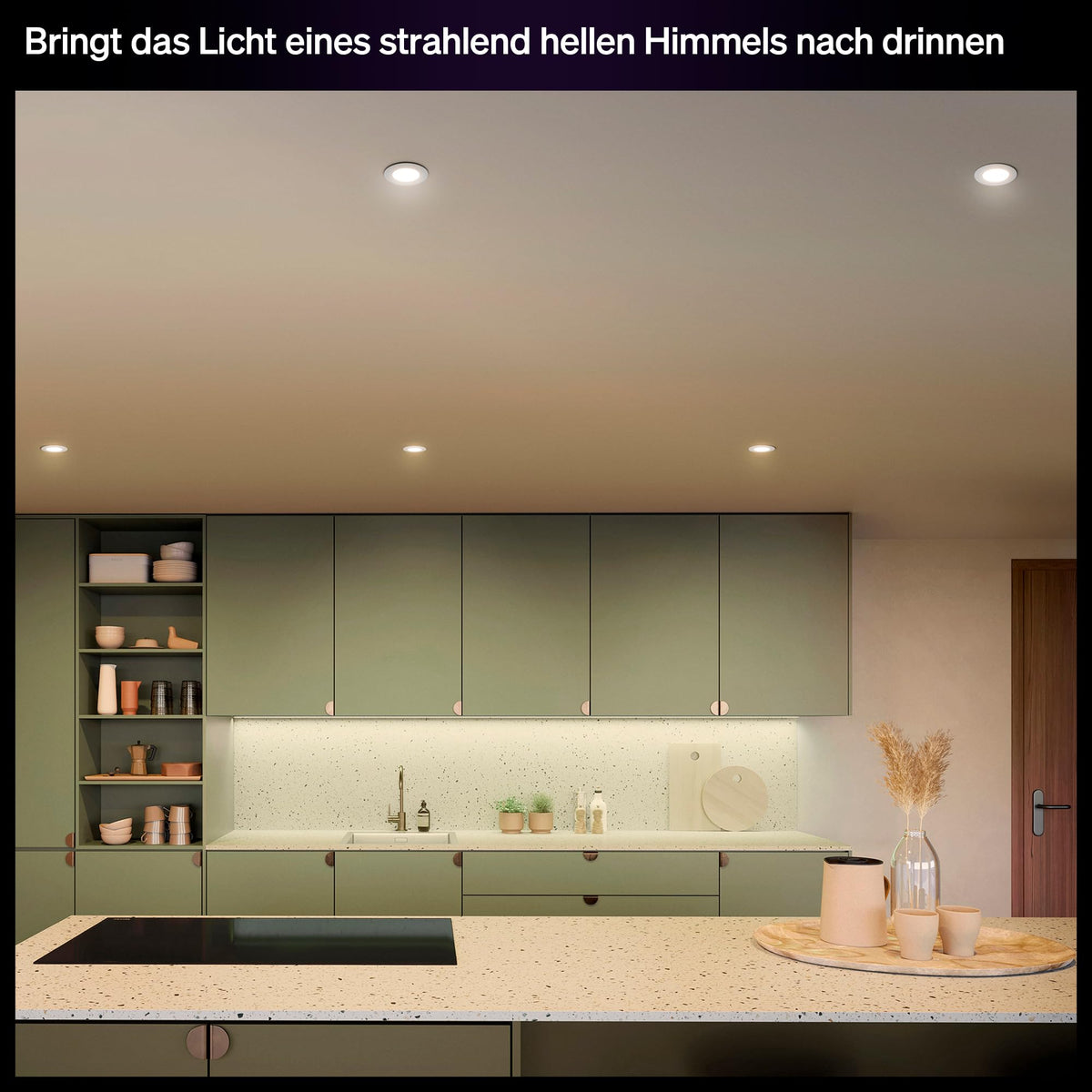 Philips Hue Slim Downlight, spot încastrat cu LED, 1.000 lm, 90 mm, design subțire, lumină de zi cu spectru complet 1.000–20.000 K, dimabil continuu, culoare precisă, iluminat inteligent, alb, pachet de 3. - 929004291002