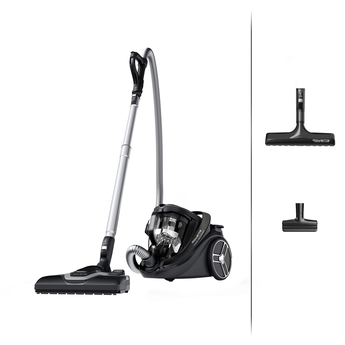 Rowenta Silence Force Cyclonic Effitech bagless vacuum cleaner, suitable for parquet, high suction power, low energy consumption, HEPA filtration, 2.5l XXL capacity, 12m action radius, black, RO7935 - RO7935EA