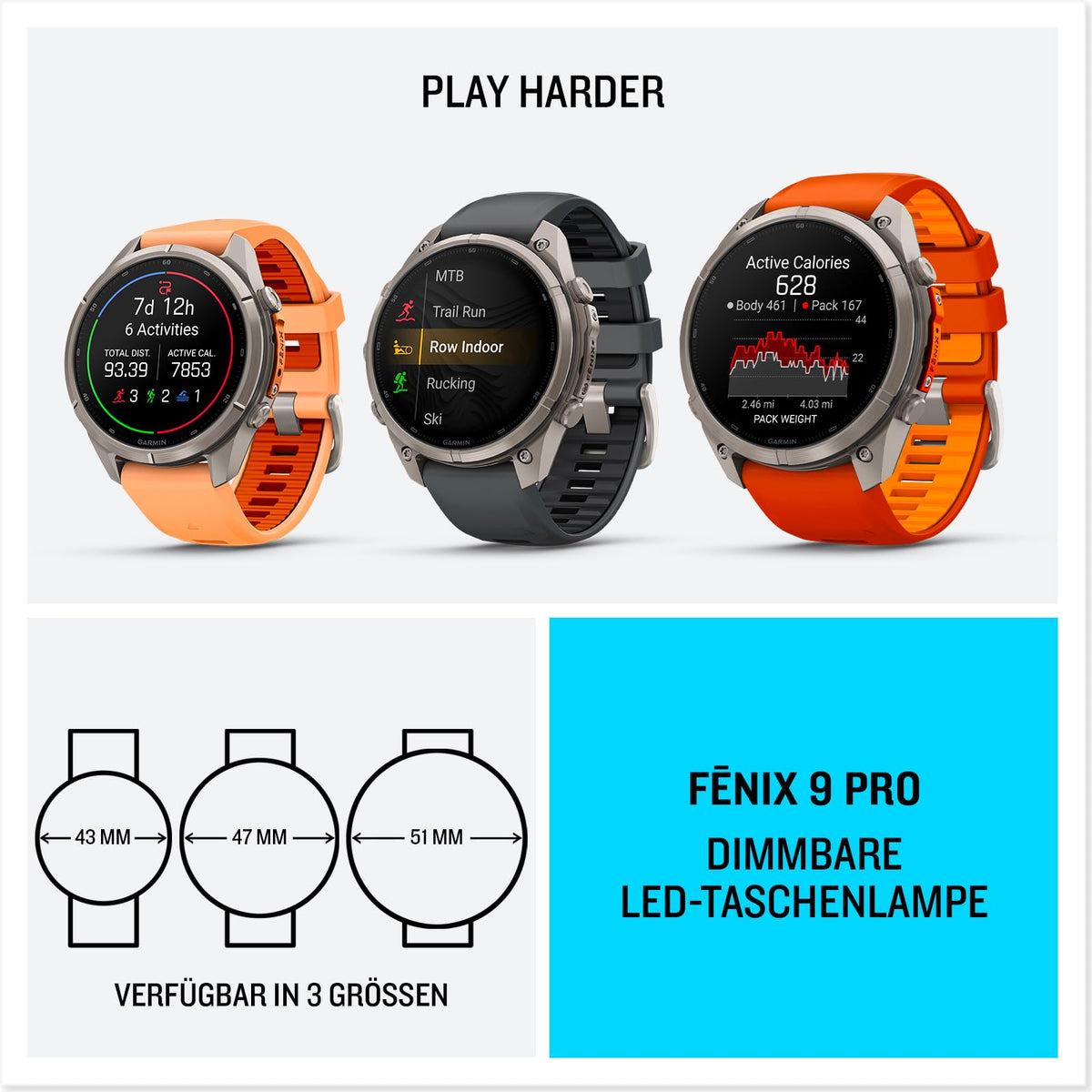 Garmin Fenix 9 Pro, 47 mm, GPS-Multisport-Smartwatch, Titan - 010-04336-26